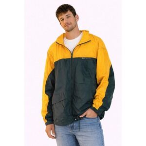 USA Olympic Windbreaker Jacket‎ Mens Large Yellow Green Colorblock Vintage Retro